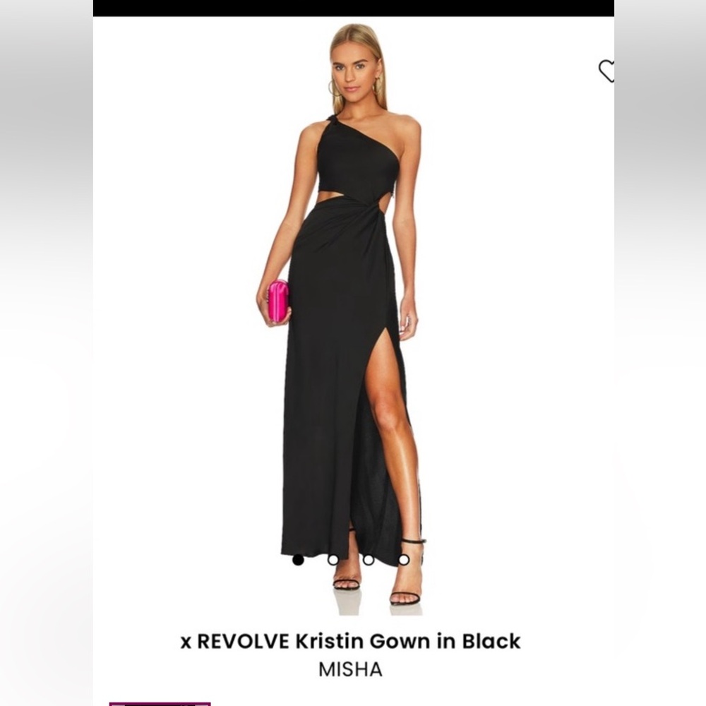 Misha REVOLVE knotted one shoulder gown maxi dress